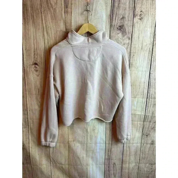 Aerie Cropped Henley Polo Sweatshirt Beige Peach Size XS - Picture 9 of 11